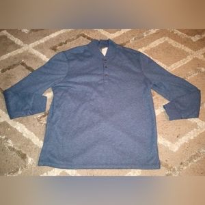 New Eddie Bauer Size XLT Blue Fleece Lined Henley Shirt